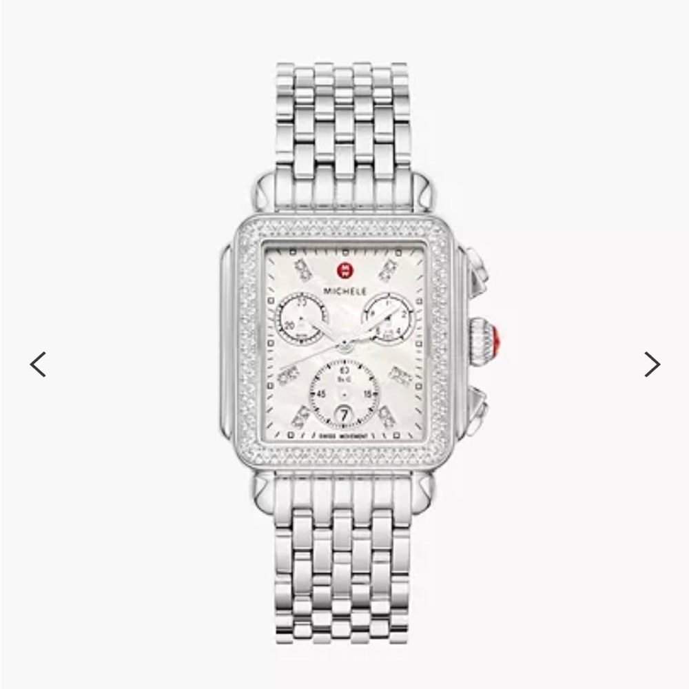 Authentic Michele Watches Deco stainless steal diamond watch